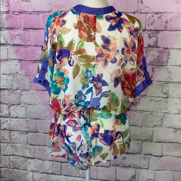 Calvin Klein sheer floral button down blouse M - Picture 3 of 9